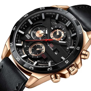 (Va voom) Relógio De Quartzo Com Pulseira De Couro Impermeável Para Homens