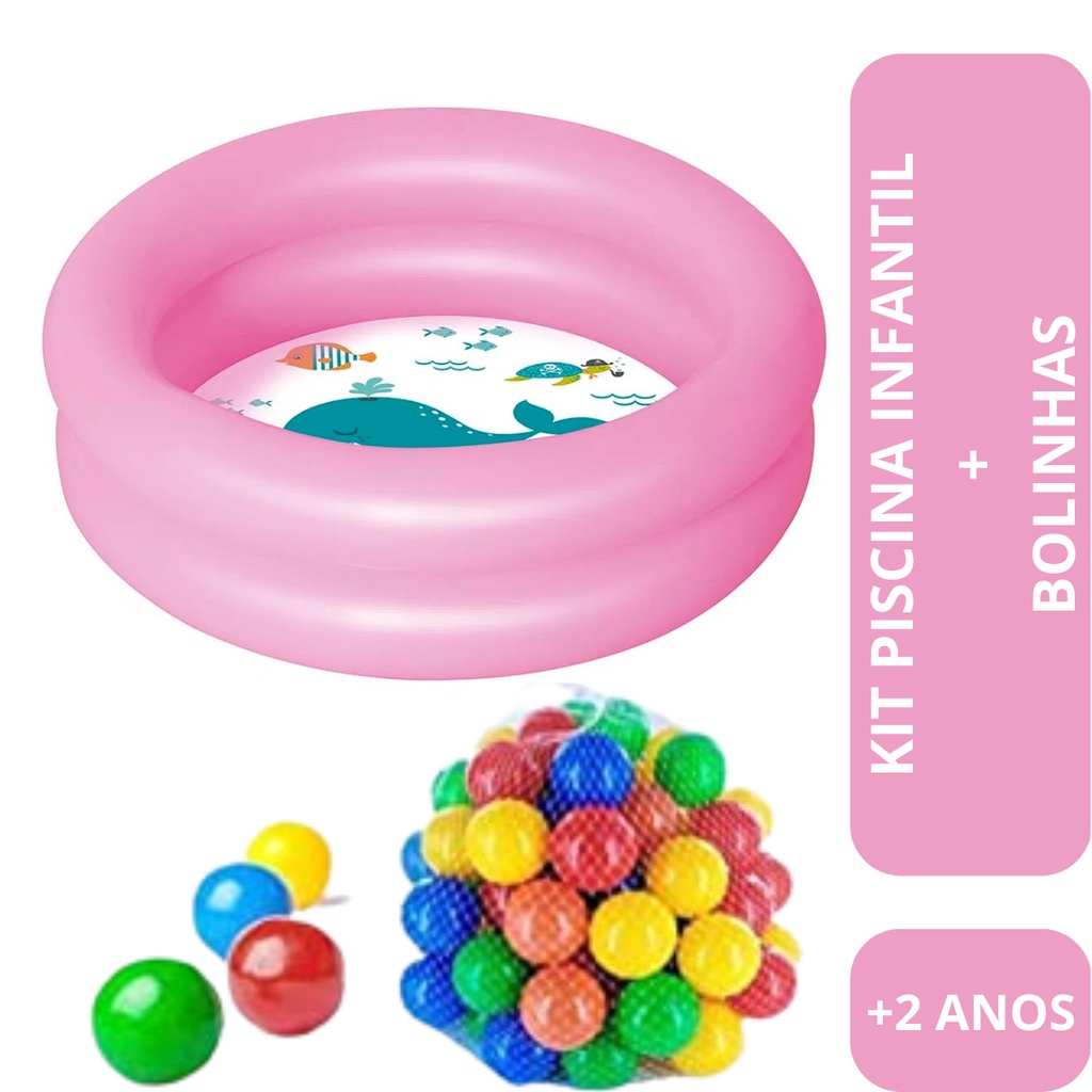 KIT PISCINA INFANTIL ROSA + BOLINHAS | Shopee Brasil