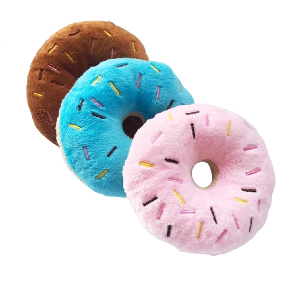 Plush donut cheap dog toy