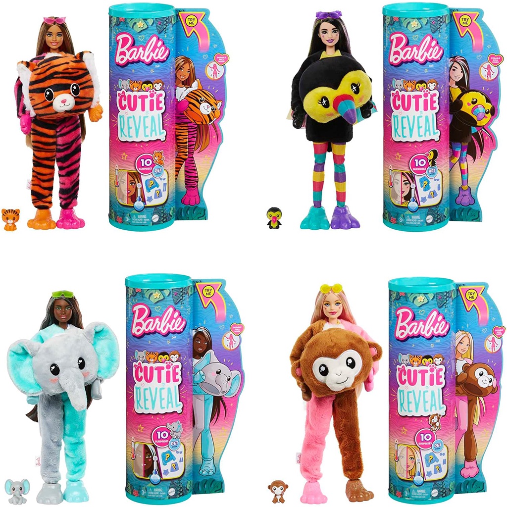 Barbie Cutie Reveal 10 Surpresas Selva Elefante HPK98 Mattel