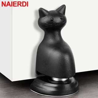 Naierdi ABS Batentes de Porta Criativa em Forma de Gato Tampa Magnética Não-furo Suporte de Porta Anticolisão à prova de vento Sucção da Porta Anticolisão