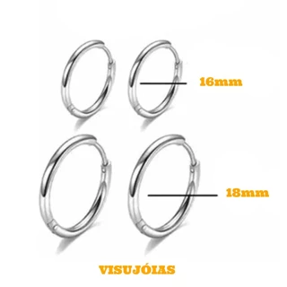 Kit Brinco Masculino Feminino Argola 16,18mm Aço Inox Prata