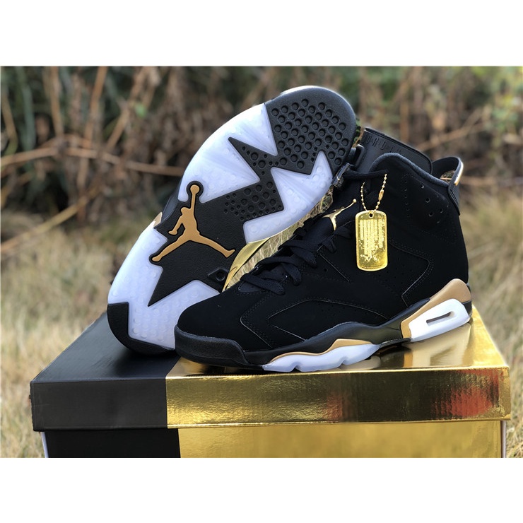 Air Jordan 6 DMP Sapatos De Basquetebol Esportivo Ouro Preto/Metálico