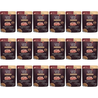 Caixa 18un Ração Úmida Sachê GranPlus Gourmet Gatos Filhotes Frango 85g