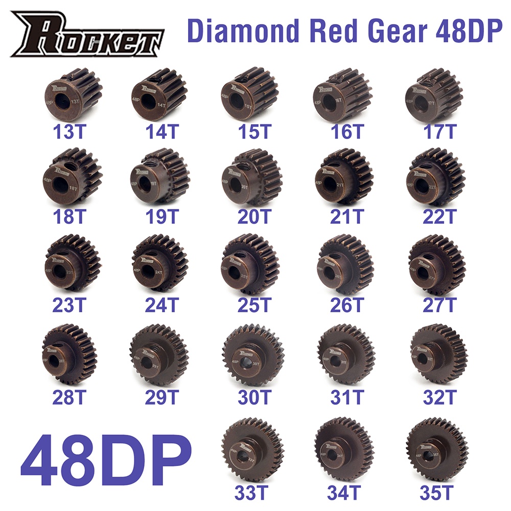 Demeras 6 Pignons Moteur 48DP – 3,175 Mm – 17T à 22T – Métal Chromé – Pour RC 1/10 – Kit 6 Pièces