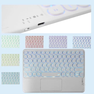Teclado Bluetooth Sem Fio De 10 Polegadas Com Touchpad Redondo RGB Silencioso Recarregável Para Mac Laptop Windows Android PC Acessórios