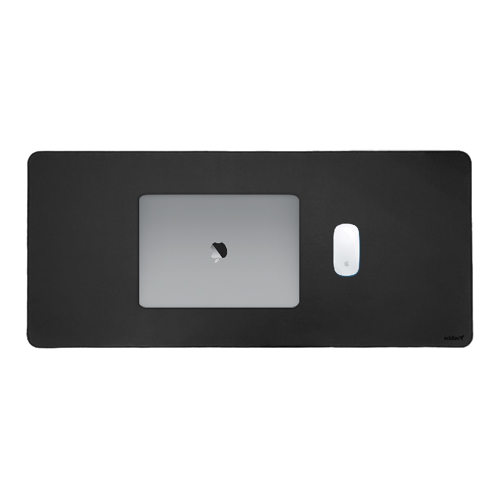 Mousepad Deskpad Eddias Couro Eco Base Borracha Extra Grande 90x40 Preto + Porta copos