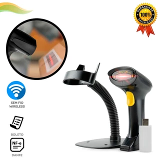 Kit Leitor Codigo De Barras Sem Fio Automatico Com Suporte Para Boletos E Nfe