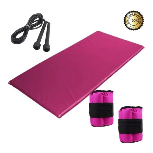 Kit Funcional Treino em Casa - Colchonete De Academia + Corda De Pular + Caneleira 2kg