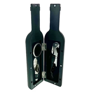 kit Abridor de Vinho 4 Peças Saca Rolha Anel Dosador Case Garrafa