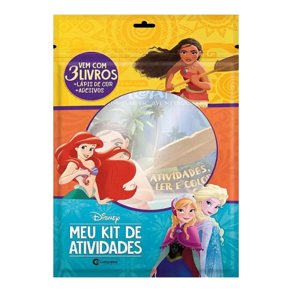 Kit 3 Revistas PINTE e BRINQUE PRINCESAS DISNEY com 3 caixinmhas de Lápis  de Cor 6 Cores ou seja 18 lápis de cor Passatempo, Jogos, Atividades,  Pintar