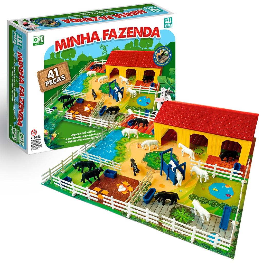Mini Fazenda Brinquedo Educativo de Madeira para Brincar de Faz de