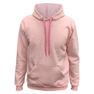 Moletom Masculino Feminino Blusa de Frio Rosa Canguru Unissex Liso Com Capuz Flanelado