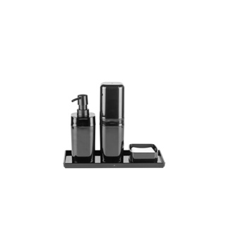 Conjunto Para Banheiro Com Tampa Coza Splash 4 Peças Preto