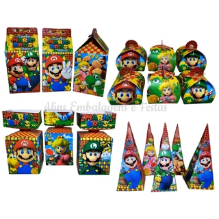 Kit Lembrancinhas Super Mario Bross Papelaria 20 Caixinhas Festa Fácil. - Decoração Festa
