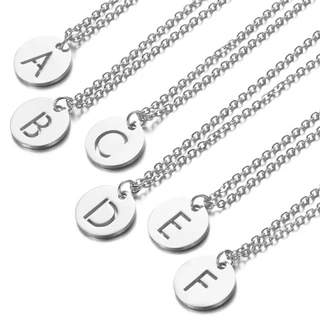 Colar Medalha Inicial Letra Nome Aço Inox Prata Ref 1132
