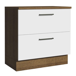 Balcão 80 cm 2 Gavetas Rustic/Branco Agata Madesa