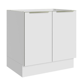 Balcão Madesa Lux 80 cm 2 Portas (Sem Tampo) - Branco/Branco Veludo
