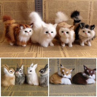 Animal Boneca De Pelúcia Mini Gato Pele Modelo Gatos Crianças Presentes De Aniversário Imitação Casa Decoração De Presente De Natal