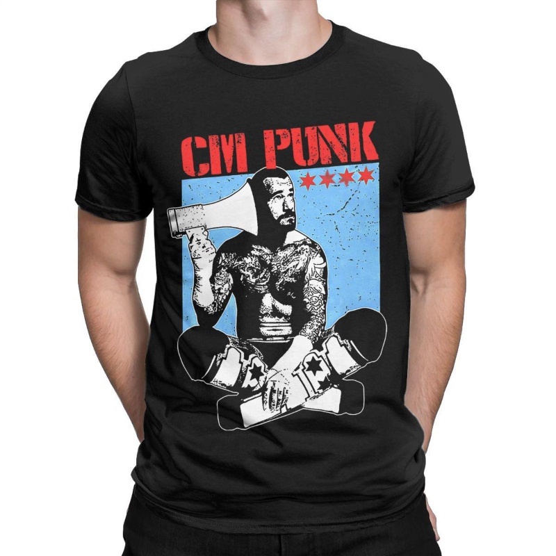 Homens Cm Punk Aew Best In The World Camisetas Humor Manga Curta O Pescoço Vintage Gráficas Tops Casual Streetwear