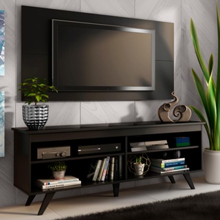 Rack Madesa Udine e Painel para TV até 55 Polegadas com Pés - Preto