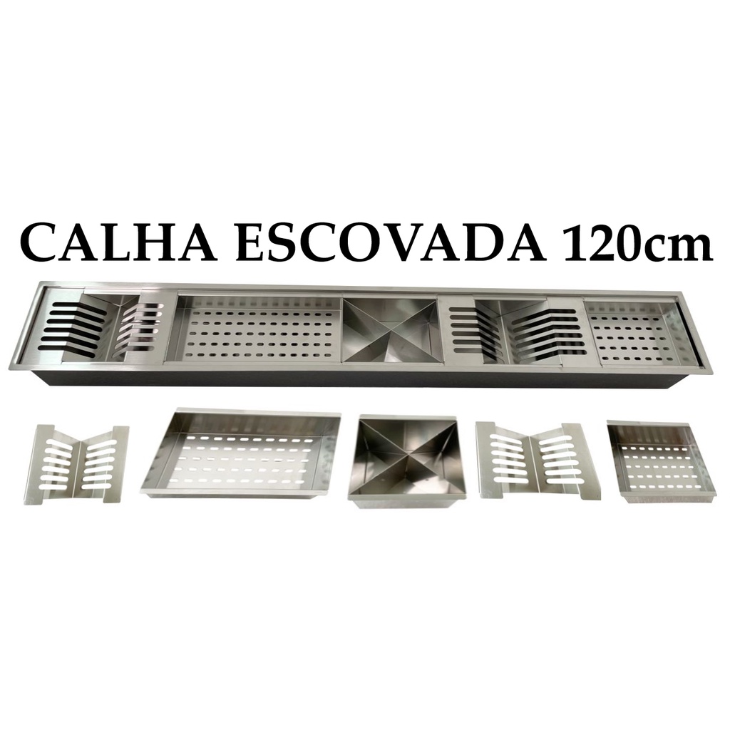 Calha Úmida Gourmet Canal Organizador Escorredor Inox 120cm