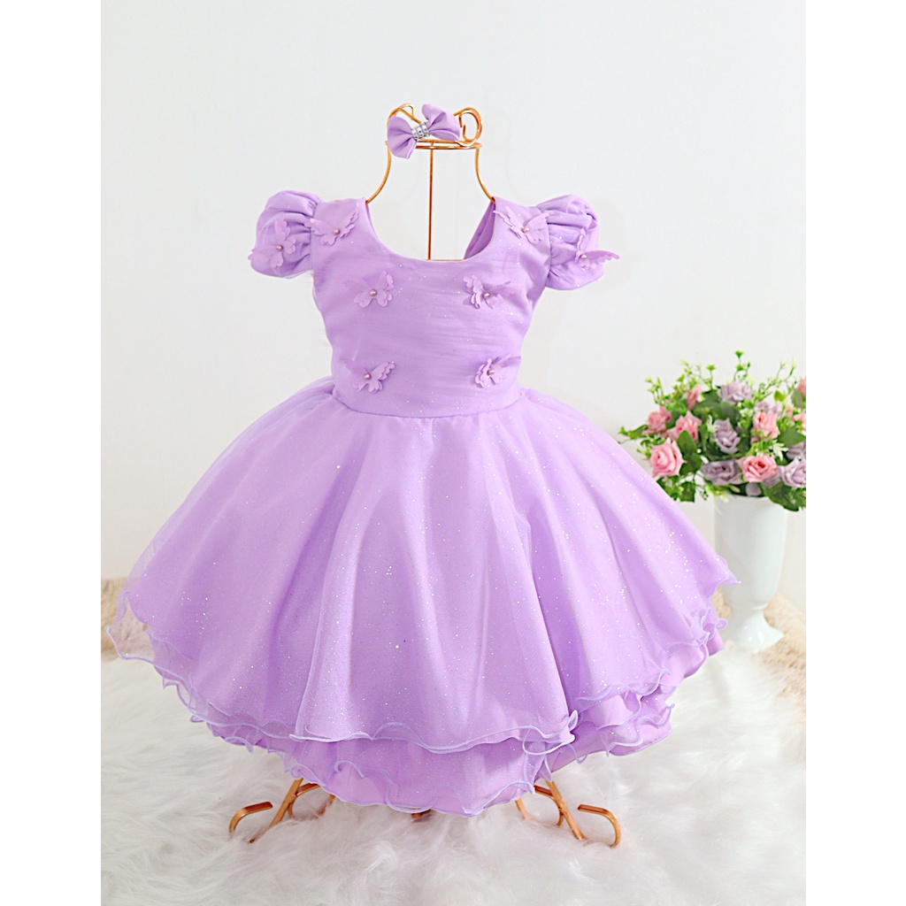 Vestido Infantil Princesa Sofia Jardim das Borboletas