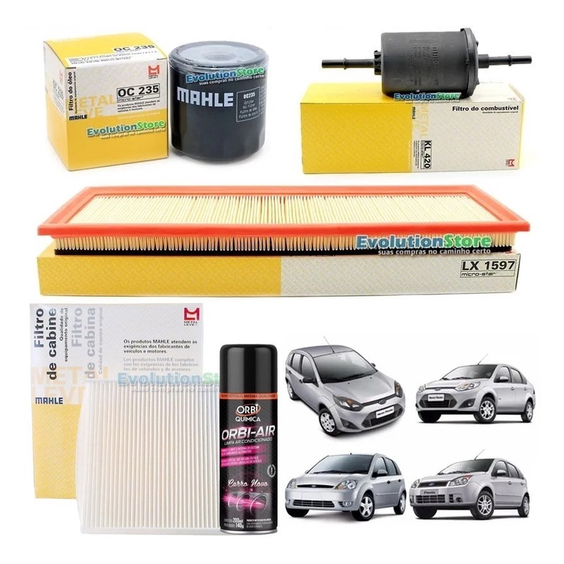 Kit Revisão Completo Troca Filtros Fiesta Rocam + Spray Higienizador
