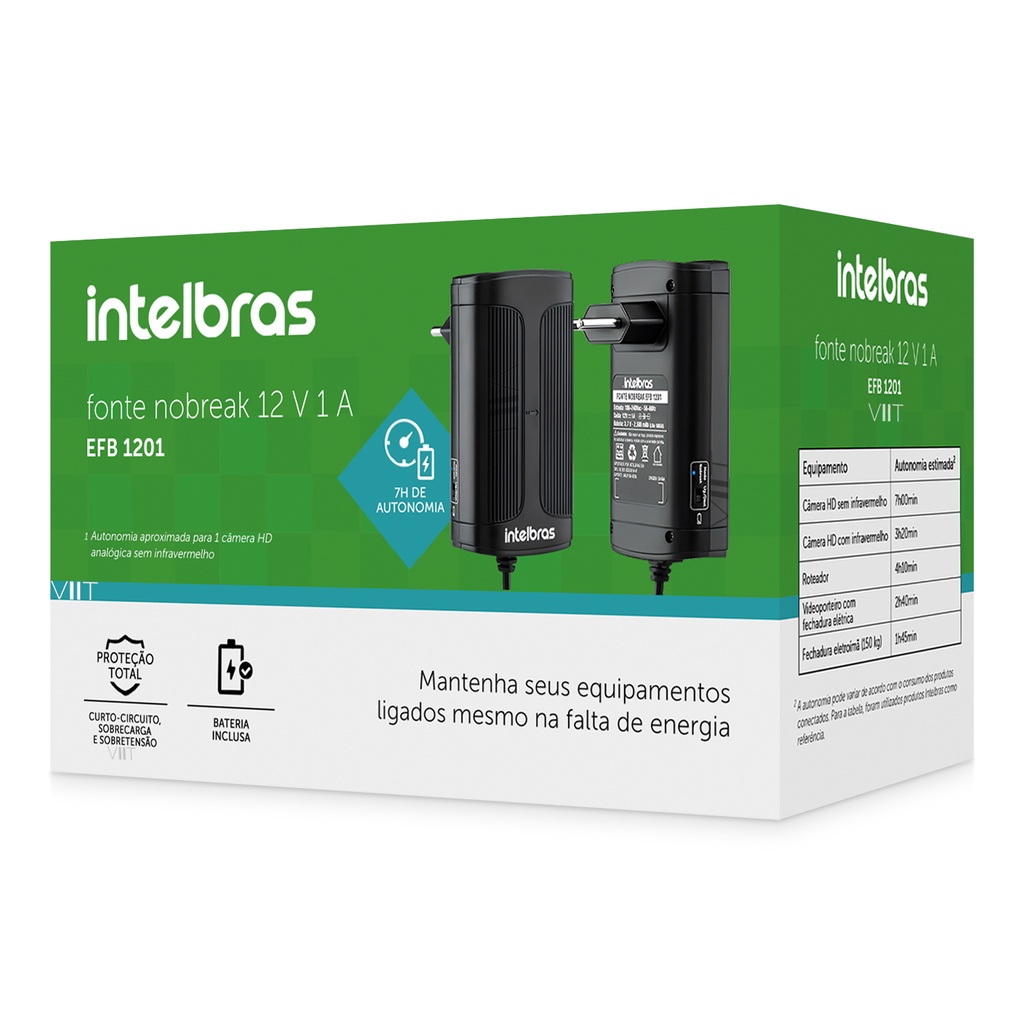 Fonte Intelbras Nobreak 12v 1a Efb1201 Com Bateria, conector p4 ...