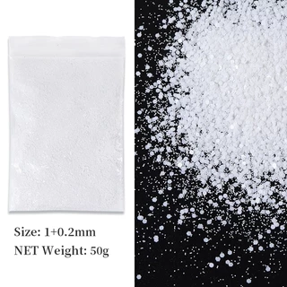 50g/Saco Glitter Branco Neve Arte De Unhas Decorações Mix Hexágonos Lantejoulas Gel UV Paillette Para Acessórios Pigmento Preto Em Pó