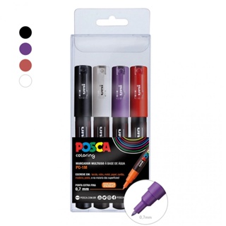 Marcador POSCA Uni Ball PC-1M Ponta Fina 0,7mm c/ 4 Cores