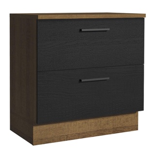 Balcão 80 cm 2 Gavetas Rustic/Preto Agata Madesa