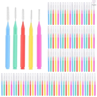 NEW 100 peças escovas interdentais fio dental palito ortodôntico aparelho escova ferramenta de limpeza dos dentes cuidados orais