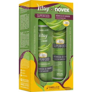 Shampoo e Condicionador Vitay Novex Superfood Remineralizante Biomassa de Banana e Açúcar Mascavo 300ml