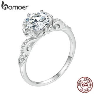 Bamoer 925 Prata Esterlina Anel De Casamento Especial Jóias De Moda Para Casal BSR387
