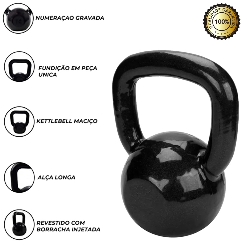 Kettlebell emborrachado para fortalecimento muscular