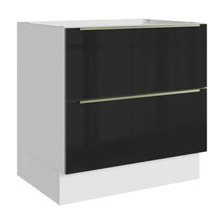Balcão Madesa Lux 80 cm 2 Gavetas - Branco/Preto em Oferta na Shopee