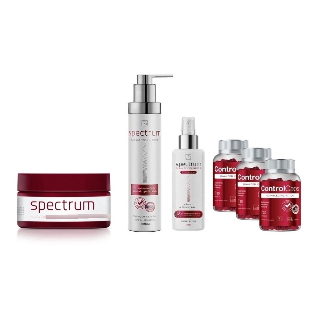 Kit Spectrum Hair + Spectrum Hydro + Spray + 3 Control Caps | Shopee Brasil