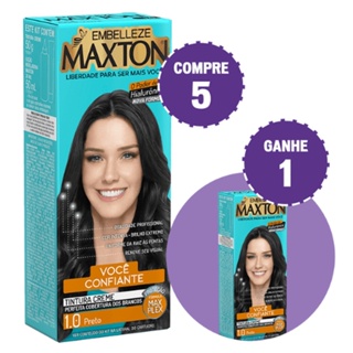 KIT COMPRE 5 TINTA DE CABELO MAXTON MORENA +CONFIANTE PRETO 1.0 E GANHE 1
