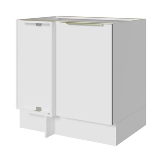 Balcão de Canto Madesa Lux 1 Porta (Sem Tampo) - Branco/Branco Veludo