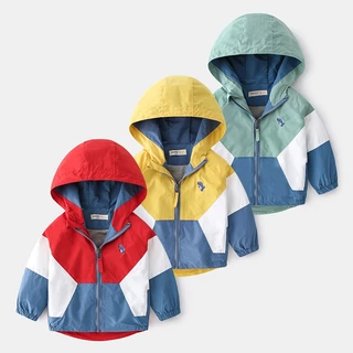 Jaqueta Com Capuz Infantil De Mola Para Meninos Patchwork Corta-Vento Outono Casaco Casual Roupas Infantis 2 Y-6 Anos