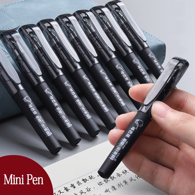 mini Caneta De Bolso Preta De 0,5 Mm Curta Portátil Pequena Assinatura Rápida