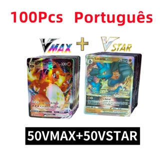 Lote 150 Cartas Pokémon Vmax V Gx Português Cartas Brilhante
