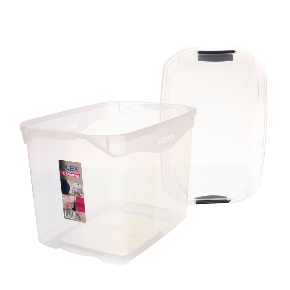 Caixa Organizadora Plástico Transparente 29 Litros 27,6x33,1x48
