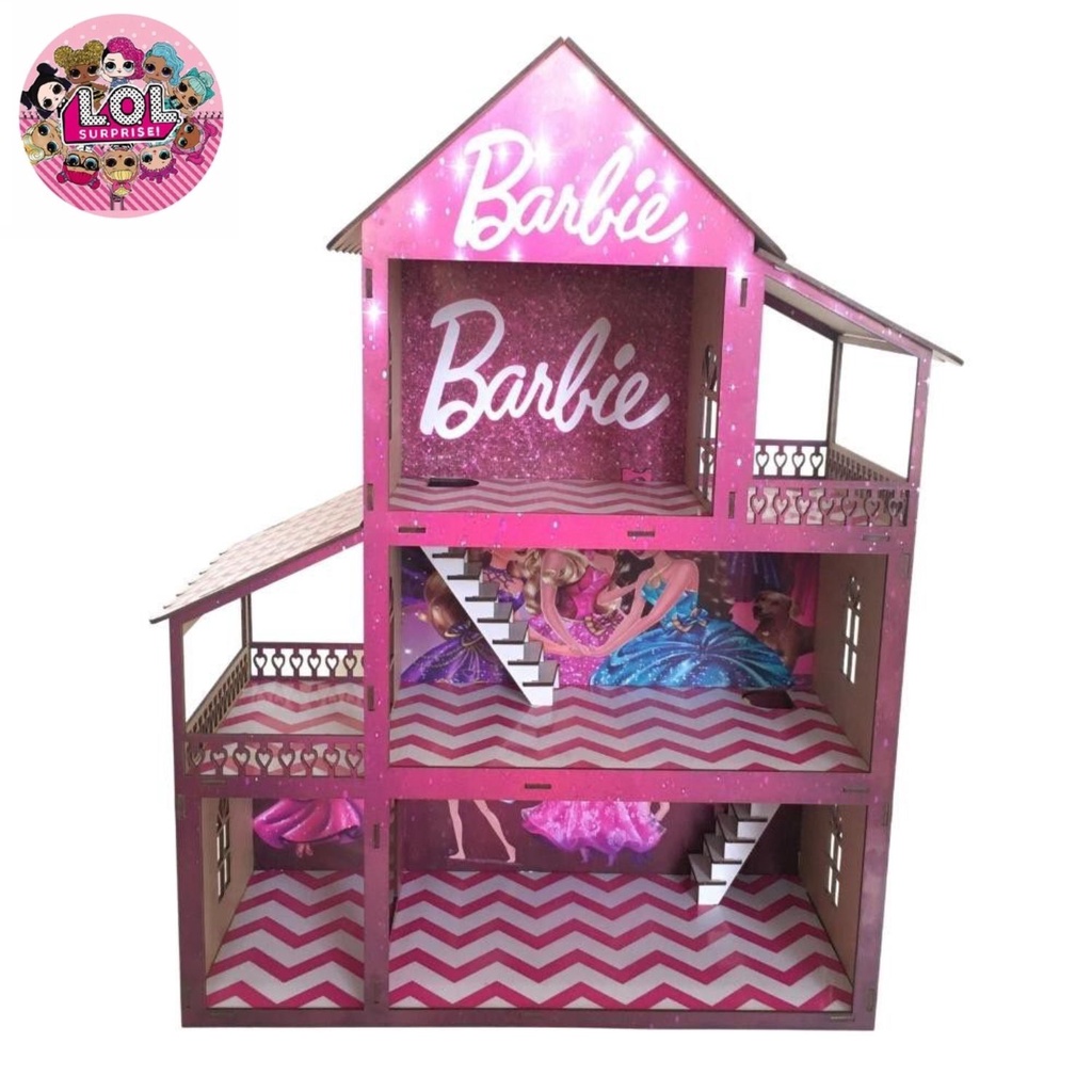 Casinha De Boneca Barbie Rosa MDF Montada | Shopee Brasil