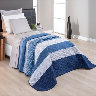 Kit Colcha Cama Box Chicago Solteiro Cobre Leito 2 Pecas