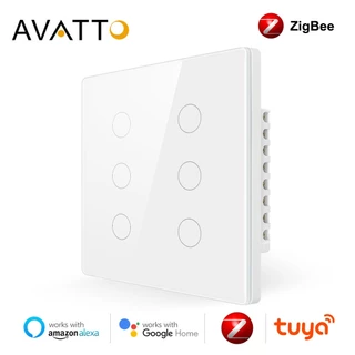 AVATTO Tuya Smart ZigBee interruptor De Luz 4x4 Brasil 4/6 Gang 2 Vias Controle RF Toque Trabalho Com Alexa , Google Home