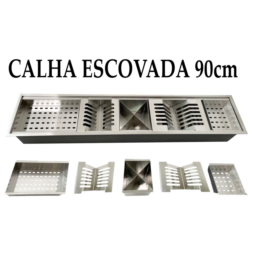 Calha Úmida Gourmet Canal Organizador Escorredor Inox 90cm