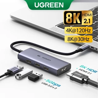 UGREEN USB C HUB 8K30Hz 4K120Hz 6 Em 1 Tipo Para HDMI 2.1 Adaptador 3.0 24Gbps Macbook Air Pro iPad M1 PC Acessórios