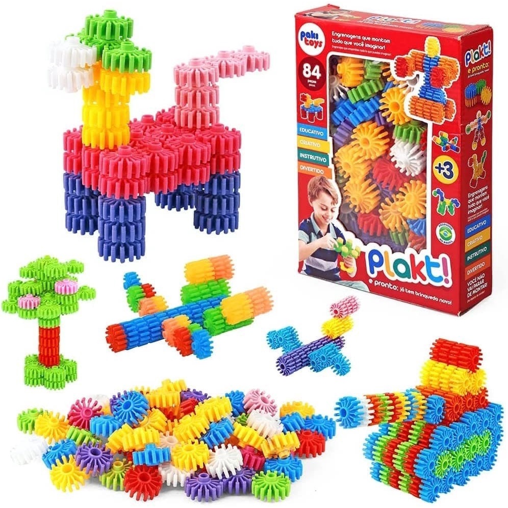 Brinquedo Blocos De Montar Plukt 100 Pecas Poki Toys - Paki Toys